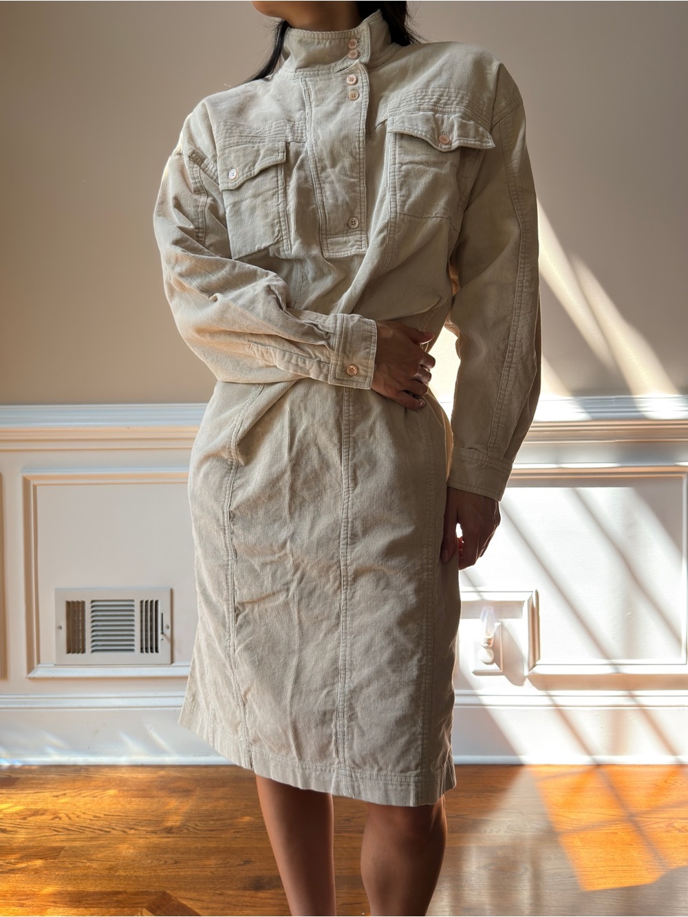 Together Beige Utility Shirt Dress Jacket